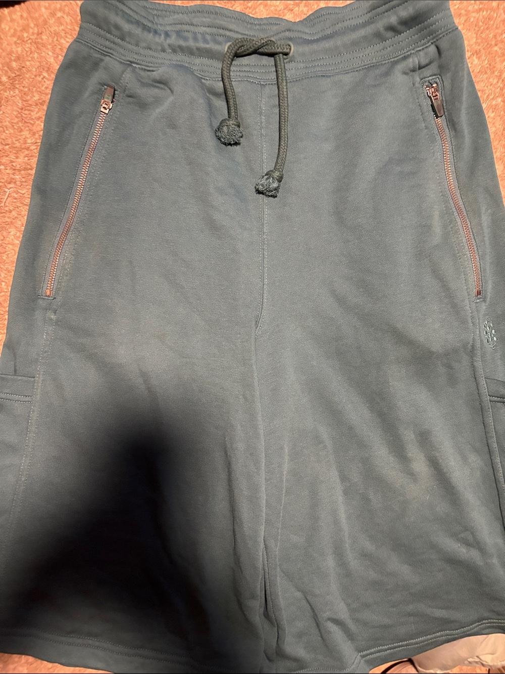 Free People teal green/blue long shorts. Such nice details side zipper pockets